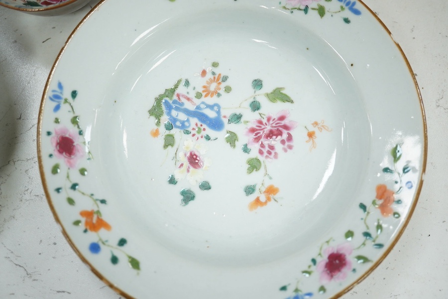 Nine items of mixed 18th century and later Chinese ceramics etc., largest plate 22.5cm diameter. Condition - minor chips to plate and bowl edges